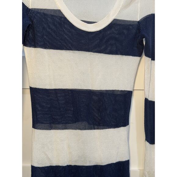 Tommy Bahama Long Sleeve Netting Knit Cover Up Stripe Blue Women's Teen Size XS - Picture 3 of 12